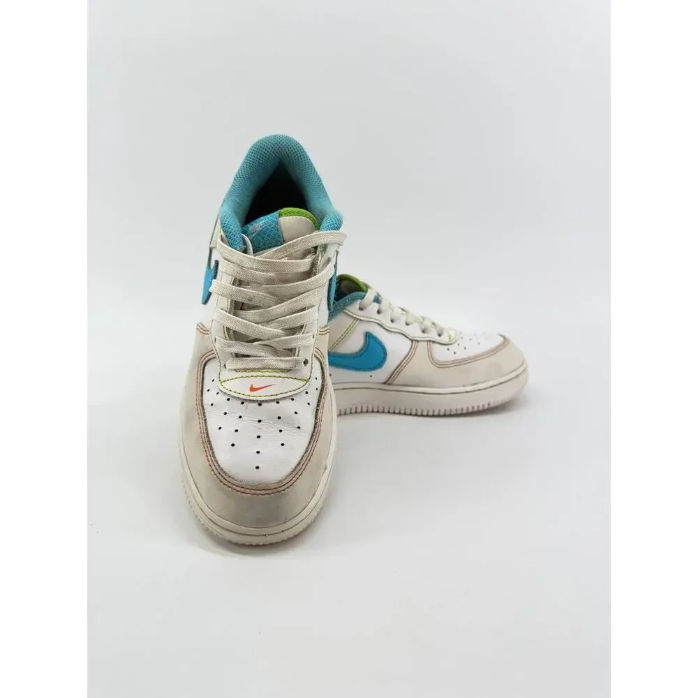 Nike Force 1 Low LV8 Rainbow Stitch Kids Size 3Y FJ4807-100 Pre-Owned